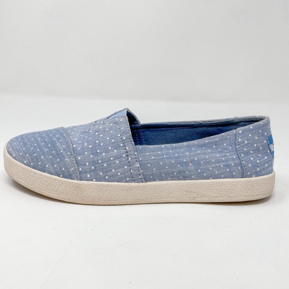 TOMS Womens Avalon Sneaker Shoe Blue Polka Dot Sz 6.5